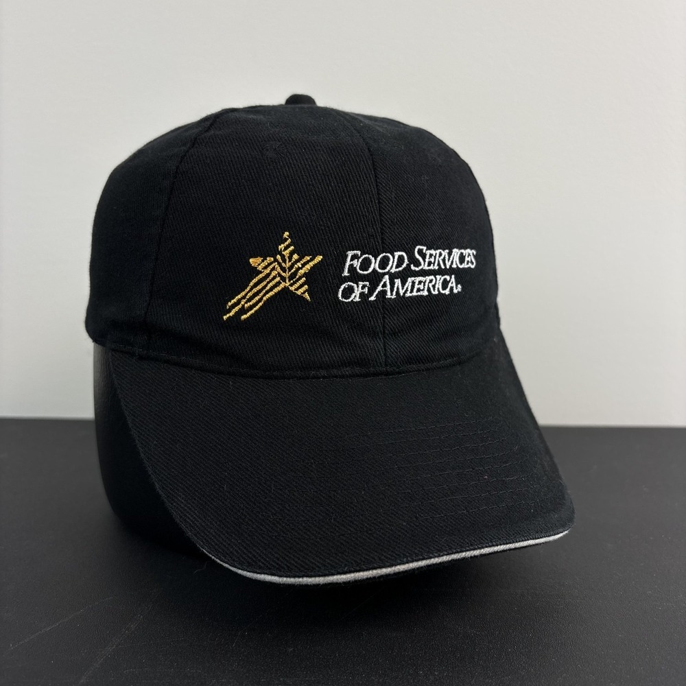 Food Service Of America Dad Hat Workwear Black Gold Cap Strapback Adjustable